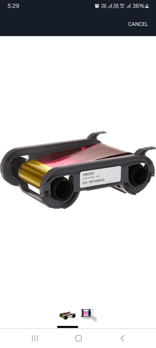 Evolis Consumables, YMCKO Color Ribbon, Primacy Compatible, 300 Prints 1 Roll R5F008AAA